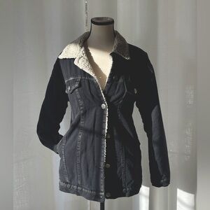 DARK DENIM TEDDY JACKET (jean jacket)